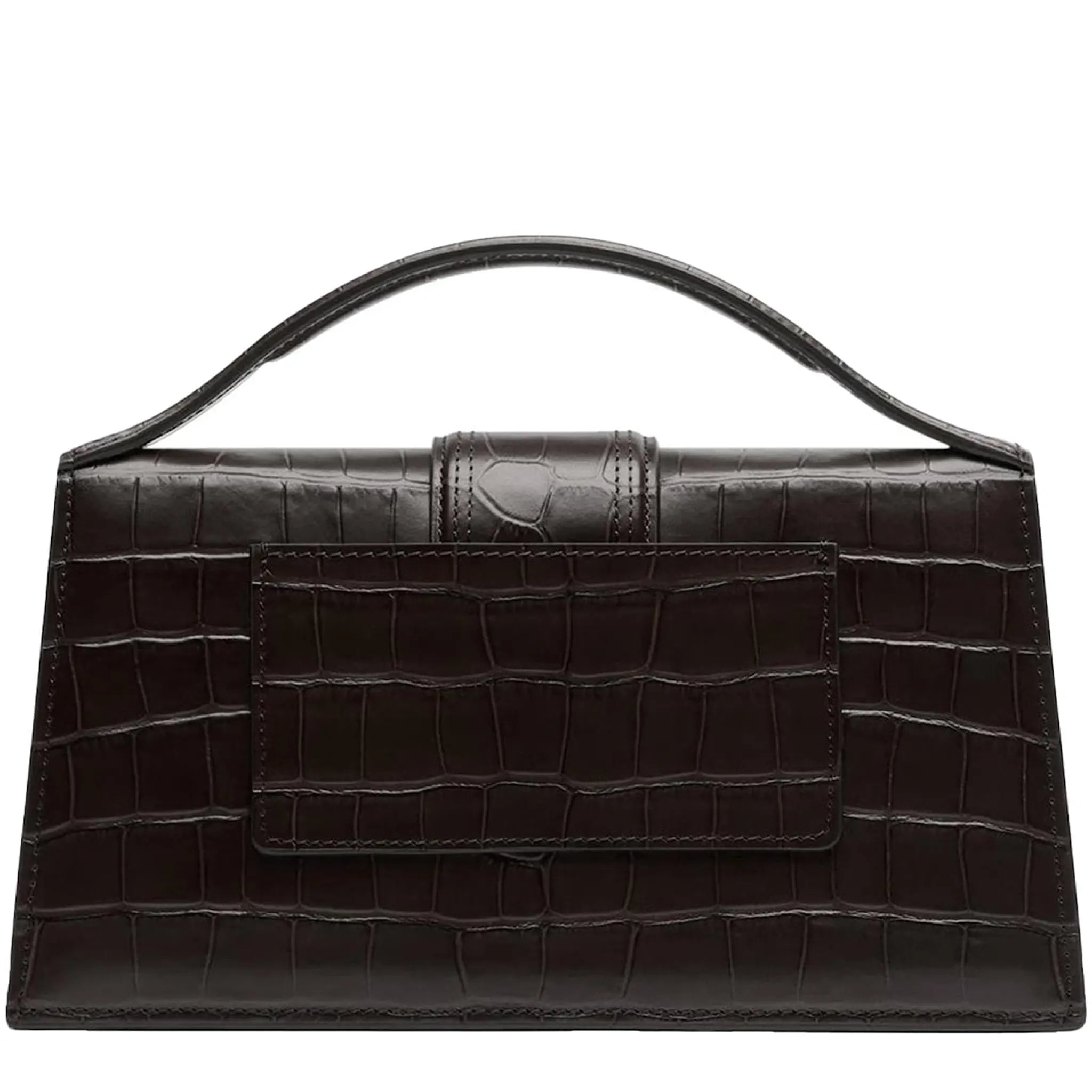 Back View of Jacquemus Large Bambino Black Crocodile Crossbody Bag 213BA007-3223-850